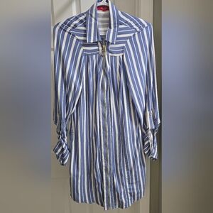 Guess by Marciano Blue and White Midi Dress